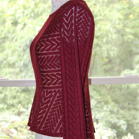 ❤️ $198 BCBGMAXAZRIA Long Sleeve Pietro Wine Knit Top Shirt; Size Medium M - Picture 5 of 6